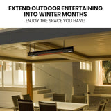 THERMOMATE 2000W Electric Outdoor Strip Heater, Carbon Fiber Element, Wall Ceiling or Hanging Mount, V219-HTREHTTHS2KA