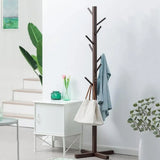 Brown Solid Wood Coat Rack Stand for Entryway - Sturdy Hat and Clothes Hanger V178-59379