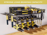 CARLA HOME 2-Tier Power Tool Rack Organizer Wall Mount with Drill Holder & Wrench Hooks for Cordless LSB-36223