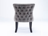 2x Velvet Upholstered Dining Chairs Tufted Wingback Side Chair with Studs Trim Solid Wood Legs for V226-SW8809GY