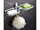 Soap Holder Easy-Installation Hollow Design Square-Shaped Punch-free Soap Drain Box for Home-Silver V1263-JX-2672