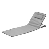 Grey Adjustable Folding Beach Mat with Backrest - 5 Position Reclining Lounger with Built In Pillow, V888-ELOSUNG57578