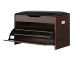 Artiss 2x Shoe Bench Set Flip Drawer Walnut CABINET-8836-WALX2