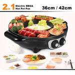 Electric 2 In 1 Non-Stick BBQ Plate Hot Pot Pan For Party Shabu Grill Barbecue 42cm V891-HW-28CMCW-X1