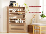 Artiss Shoe Cabinet Storage Drawer 45 Pairs Pine FURNI-N-SHOE-3D-WD