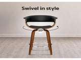 Artiss Bar Stools Swivel PU Seat Wooden BA-TW-8201-BK