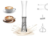 White Hands-Free Milk Frother 2000mAh Rechargeable Coffee & Drink Mixer for Latte, Cappuccino, V1107-CS-DDDDQ