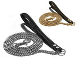 LGCASL Traction Leash Leather Strong Metal Stainless Pet Chain for Dog Black V1189-LWWAL-20260325-02687