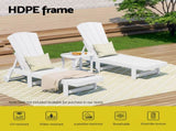 Gardeon Sun Lounge Beach Chair HDPE Adirondack Lounger Patio Outdoor Furniture with Wheels White FF-LOUNGE-ADHE-WH