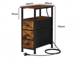 Levede Bedside Table with LED Charging Station 3 Drawers Metal Frame NI1059-BR-3-AU