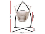 Gardeon Hammock Chair Outdoor Camping Hanging with Steel Stand Cream HM-CHAIR-PILLOW-CREAM-X