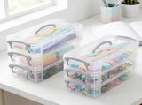 2 Pack 3 Tier Clear Plastic Storage Box with Lid and Handles, Portable Craft Organizer Container for V1237-ZY00B0CG6CJZJJ