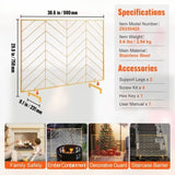 980x758MM Fireplace Screen 1-Panel Iron Mesh Spark Guard Modern Gold V952-BLMJSJY3545IAWNY0V0