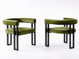 Artiss Dining Chairs Set of 2 Velvet Upholstered Barrel Chairs with Curved Armrests & Back Green UPHO-C-DIN-2553-GNX2