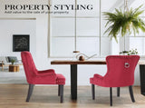 4X French Provincial Dining Chair Ring Studded Velvet Rubberwood Leg LISSE BORDEAUX RED V274-FT-VFC-1141-RD4