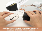 Squeeze Top Sunglass Pouch, PU Leather Soft Eyeglass Pouch Portable Travel Sunglasses Organizer V1259-DP01-A-5269