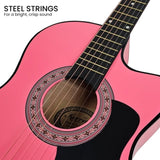 Karrera 38in Cutaway Acoustic Guitar with Carry Bag - Pink CC38-PK