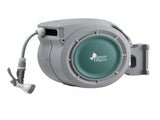 Green Fingers 30m Retractable Water Hose Reel, Wall Mounted Garden Hose 9-Pattern Nozzle HR-WA-AUTO-QU-30M
