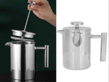 1000ml Stainless Steel Double Layer French Press Coffee Pot for Home Travel V1263-JX-5668