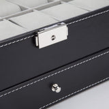 Black Leather Watch Box Jewelry Display Case with Drawers V178-52618