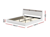 Artiss Bed Frame Gas Lift LED Beds Base Platform White PVC Leather Storage Headboard - King BFRAME-G-SUNSET-K-WH-ABC
