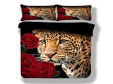 Leopard Rose Noir Quilt / Doona / Duvet Cover set V745-AQ044129K3