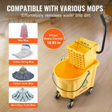 Mop Bucket with Wringer, 26 Qt. Commercial Mop Bucket with Side Press Wringer, Side-Press Mop Bucket V952-DJSDTBT2628QRG0VAV0