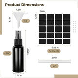 100PCS Black Spray Bottles Set with Black Stickers and Funnels, 1oz Refillable Spray Bottles with V1369-AZ3-W-08845