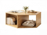 Artiss Coffee Table Hexagonal Center Table with Open Storage 2-Way Display Side Table Wood FUR-Z-COF-09-WD