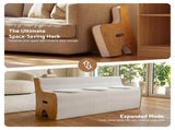 Artiss Folding Kraft Paper Sofa 3 Seater Accordion Bench with PU Leather Cushion Collapsible Couch PAPER-SOFA-3S-WHWD