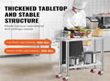 30x12x34 Inch Stainless Steel Work Table 3-Stage Adjustable Shelf with 4 Wheels Heavy Duty V952-CFGZT30X12X34YC01V0