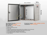 Steel Electrical Box, 40x30x15 cm, 304 Stainless Steel Electrical Enclosure Box, Wall-Mounted V952-BXGDQX16X12XVGLJZV0