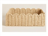 2X Scalloped Edge Basket, Wicker Storage Baskets,Handwoven Organizing Baskets for Shelves, Paper V1370-AZ4-10177