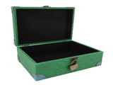 Wood Leather Treasure Chest Square Handmade Vintage Jewelry Keepsake Storage Box with Lock for Combs V1294-YM0901-3117250008512