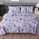 Ramesses Coast Grey 3 Pcs Bamboo Blend Ultrosonic Reversible Comforter Set King V442-KIT-COMFORTER-3PCSCOAST-GREY-KI
