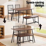 Artiss Dining Table and Chairs Set of 4 Bench Kitchen Furniture Rustic Brown DSET-D-BH11-BR