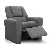 Keezi Kids Recliner Chair Linen Soft Sofa Lounge Couch Children Armchair Grey KID-RECLINER-GY