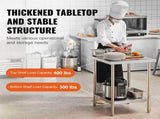 Stainless Steel Prep Table, 24 x 24 x 34 Inch, Heavy Duty Metal Worktable with 3 Adjustable Height V952-CFBXGGZTLCWJ45FJ5V0