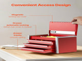 8.6-Inch Portable Metal Tool Box with 3 Drawers, Small Tool Chest with EVA Liners, PP Feet Pads, V767-VVR-CTSBXSGJX86I00F7ZV0