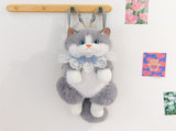 Grey Adorable Plush Cat Backpack - Soft Furry Doll Bag with Zipper Compartment for Girls and Women V888-ELOSUNG36721