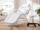 Zenses Beauty Bed with Stool, White, Adjustable Facial Massage Table, Tattoo Chair, Salon Services MT-CHR-F3-WH-80