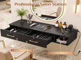 Artiss Wall Mounted Salon Station Cabinet, Hair Styling Station with 2 Lockable Drawers & 3 FUR-AD-SAL-02-BK
