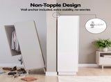 Artiss LED Wardrobe Cabinet Clothes Storage with Mirror 2 Drawers Hanging Rail FUR-AE-WR01-MIR-WH-AB