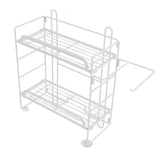 Toilet Storage Shelves Iron Wall Mounted 2 Layers Foldable Grid Home Decoration with Hooks for V1294-YM0716-3112220053011