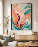 Tidal Bloom Floating Frame Canvas Wall Art - Portrait - 40W x 50H cm - Black V767-PP-TB-4050-FB