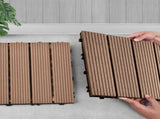 SOGA 11 pcs Light Chocolate DIY Wooden Composite Decking Tiles Garden Outdoor Backyard Flooring Home DECK7004