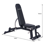 Powertrain Multi Workout Bench with Transport Wheels and Adjustable Backrest WBD-JX-190