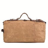 Retro Waxed Canvas Travel Bag, Large Capacity, Waterproof & Wear-Resistant, Crazy Horse Leather V1232-LYBDJB-003