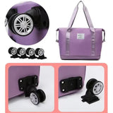 Dark Blue Large Capacity Foldable Travel Bags with Wheels - Lightweight Waterproof Duffel Totes V888-ELOSUNG11533