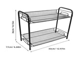 Black Double-Tier Kitchen Storage Rack Organizer for Coffee Station, Spice Bottles, and Seasoning V1370-AZ4-08682